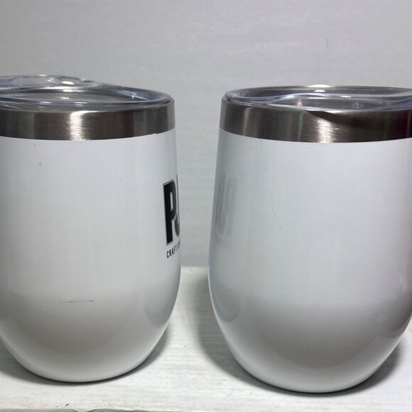 2 PJs Craft Cream Liquor Stainless Steel Insulated White Tumblers Clear Lids - Picture 2 of 10